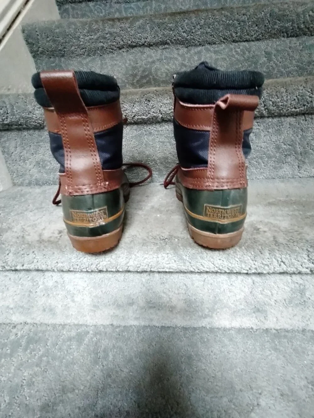 Northwest Territory Men Green/Tan Leather Winter Snow Boots Steel Shank Size 9